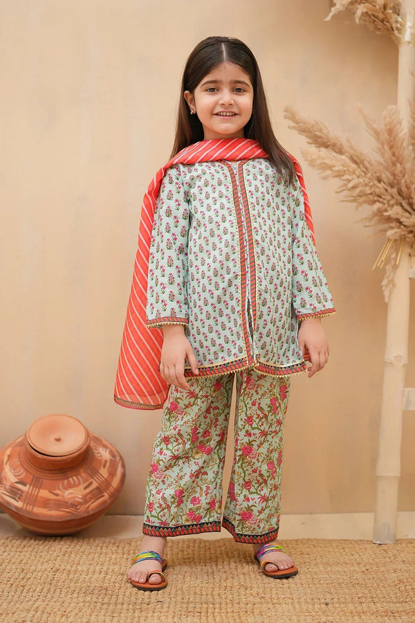 Lawn Kids Dress Set Yellow Sunflower Embroidered Cotton Silk Kurta