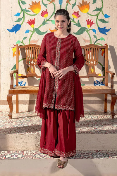 Chiffon Embroidered 3 Pc Suit
