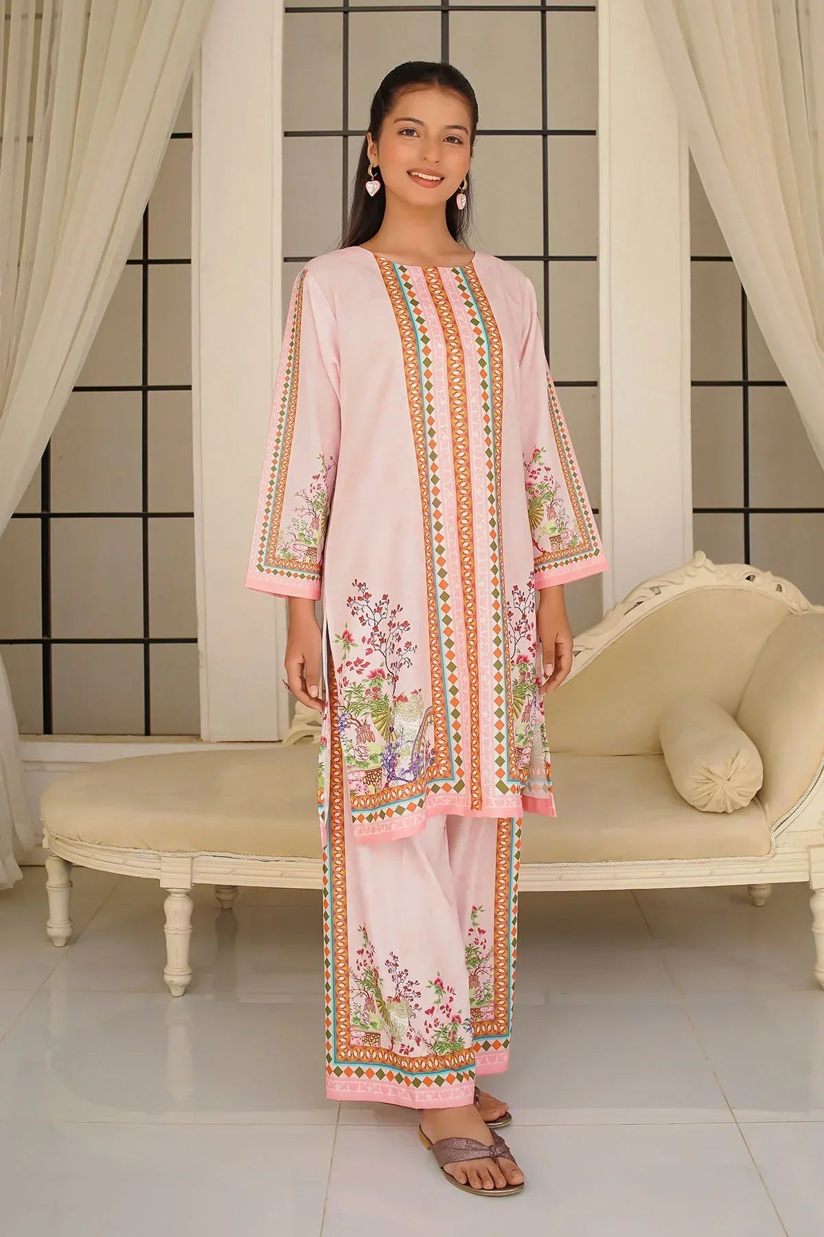 Swiss Lawn Digital Printed 2 Piece Suit - COR-128 - OCH25CO - Pink - Summer Collection