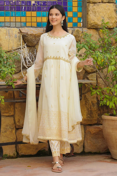 Chiffon Hand Adda Work 3 Pc Suit