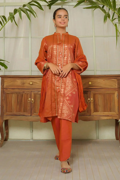 Cotton Jacquard 3 Pc Suit