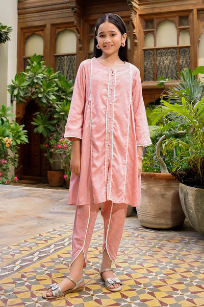 Chambray Cotton Embellished 2 Pc Suit