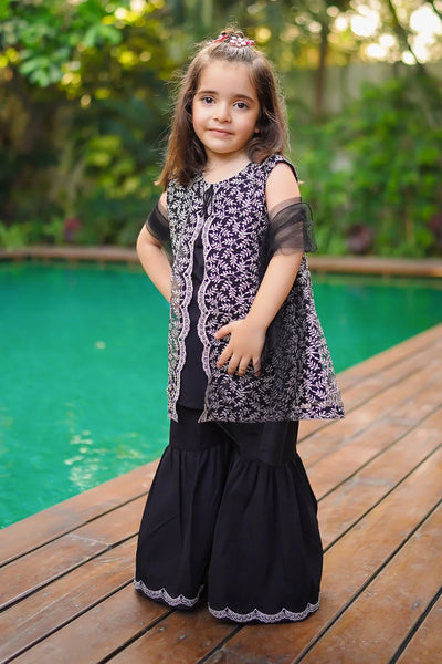 Net Embroidered 3 Pc Suit