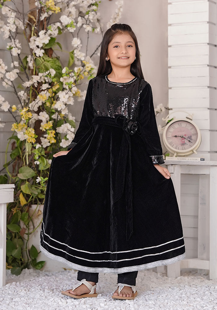 Black velvet outlet frock