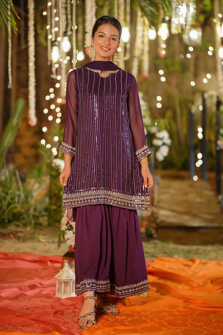 Chiffon Embroidered 3 Pc Suit - Eid Dresses Pakistan Wear Ochre Chiffon Embroidered 3 Pc Suit - Eid Dresses Pakistan Wear Ochre