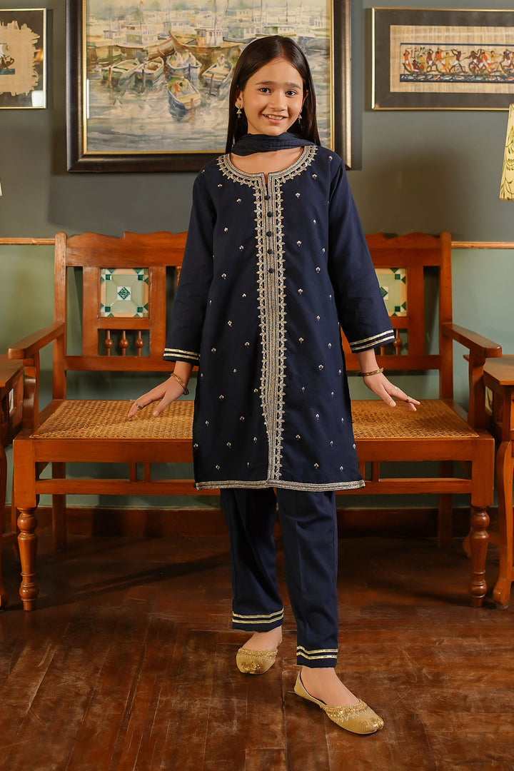 Cotton Embroidered 3 Pc Suit - Wear Ochre