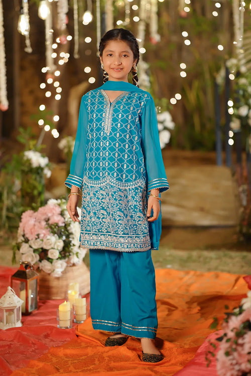 Best Chiffon Embroidered 3 Pc Suit - Wear Ochre -