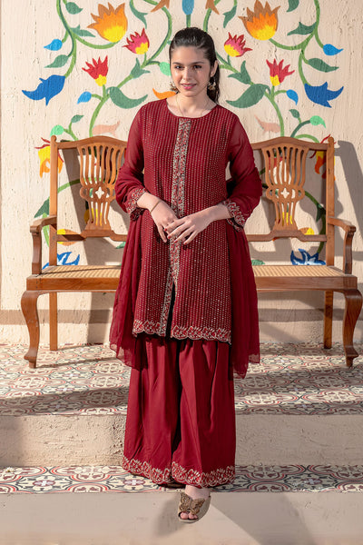 Chiffon Embroidered 3 Pc Suit