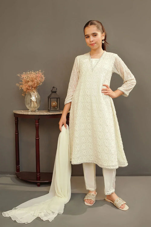 Best Chiffon Embroidered 3 Pc Suit - Wear Ochre -