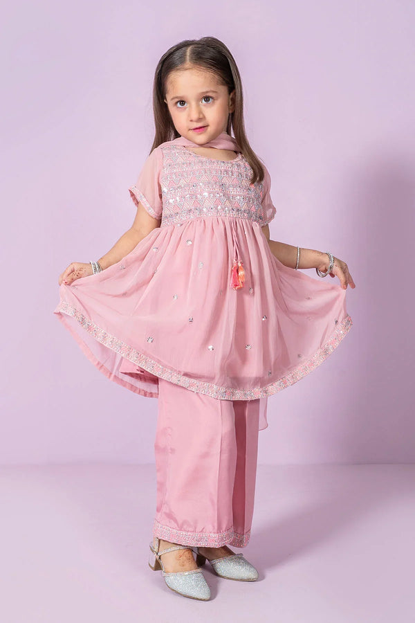 Shop chiffon embroidered 3 pc suits for kids in a festive collection