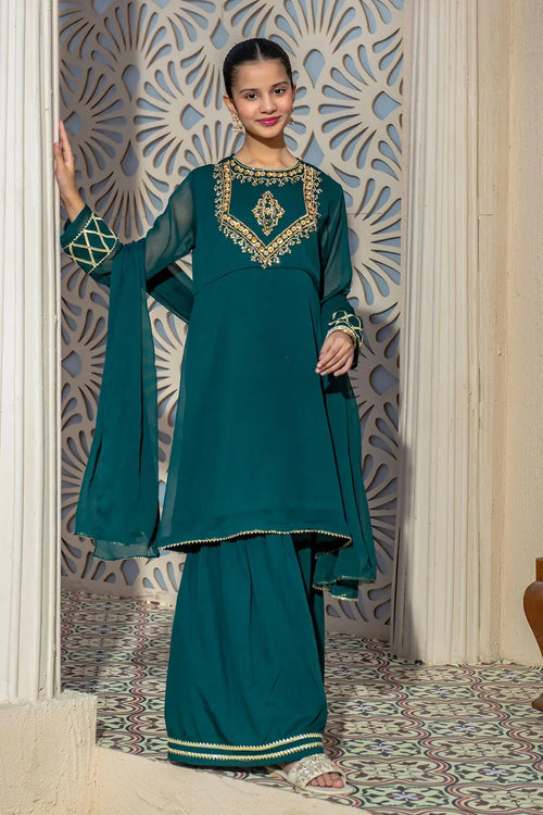 Best Chiffon Hand Adda Work 3 Pc Suit - Wear Ochre -