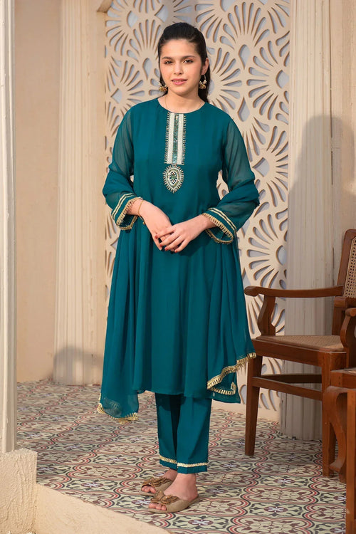 Best Chiffon Hand Adda Work 3 Pc Suit - Wear Ochre -