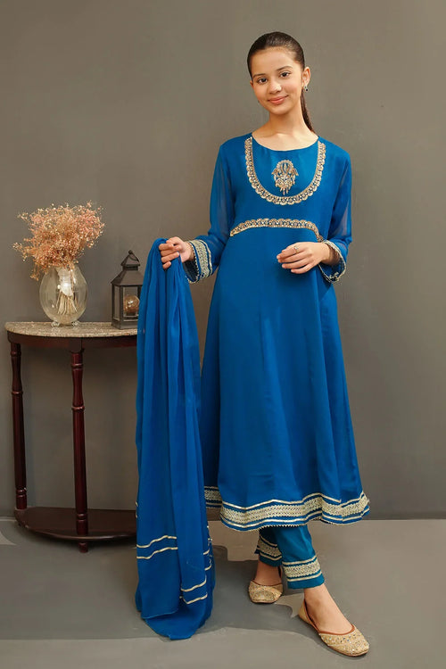 Best Chiffon Hand Adda Work 3 Pc Suit - Wear Ochre -