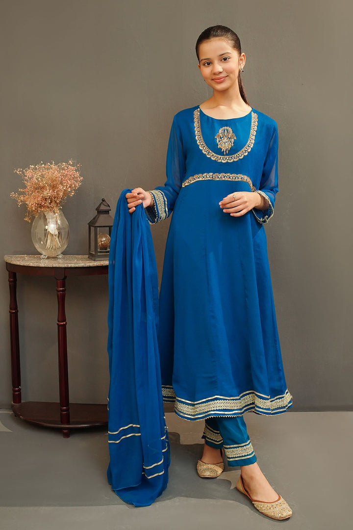 Elegant Chiffon Hand Adda Work 3 Pc Suit – A timeless formal maxi design 