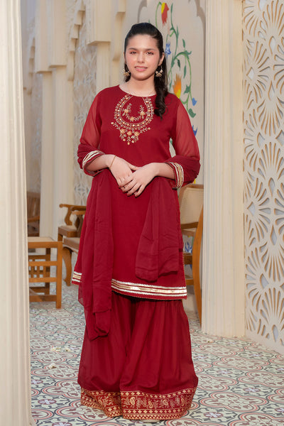 Chiffon Hand Adda Work 3 Pc Suit