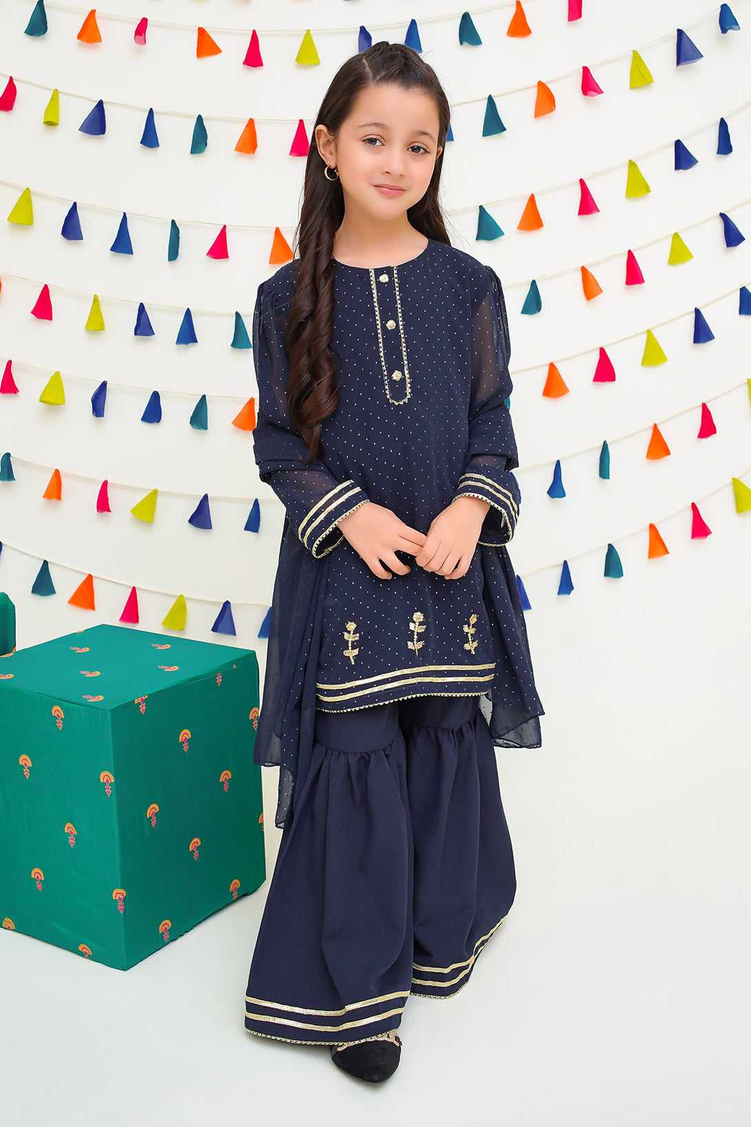 Chiffon Hand Adda Work 3 Pc Suit - Wear Ochre