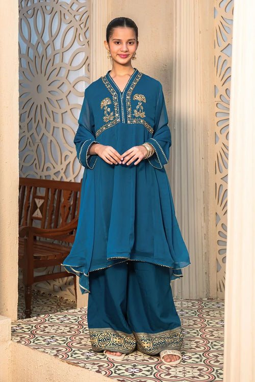 Best Chiffon Hand Adda Work 3 Pc Suit - Wear Ochre -