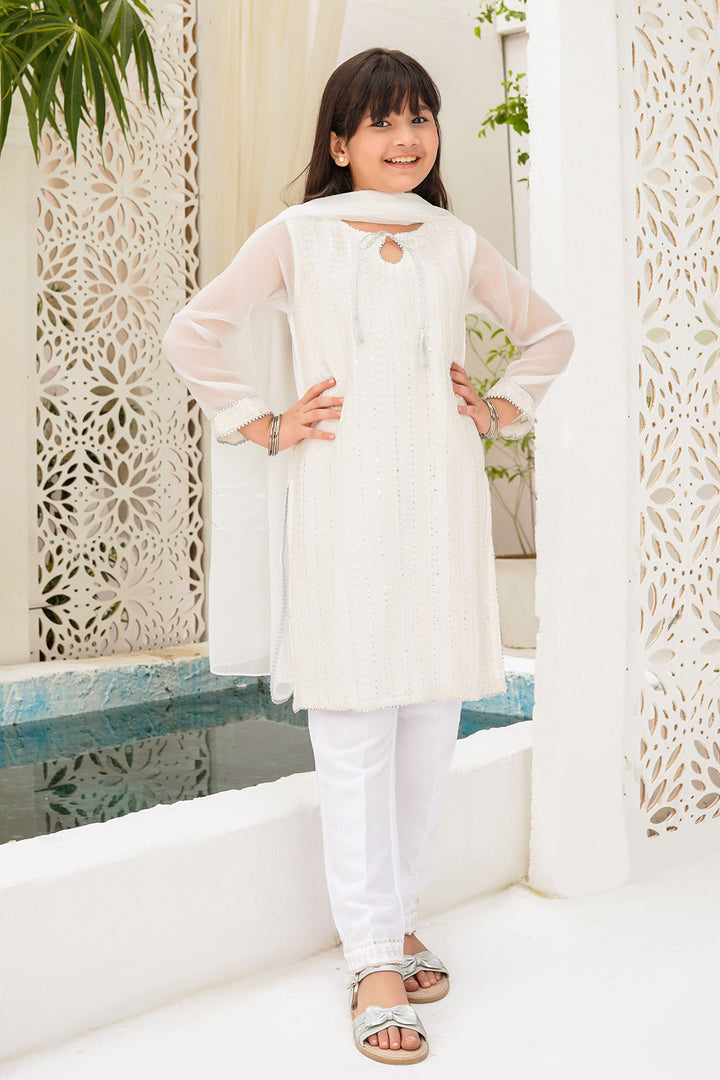 Chiffon Embroidered 3 Pc Suit - Wear Ochre