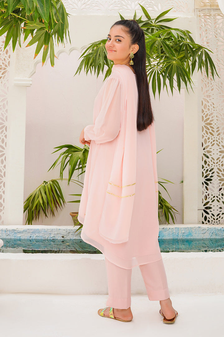 Chiffon Hand Adda Work 3 Pc Suit - Wear Ochre