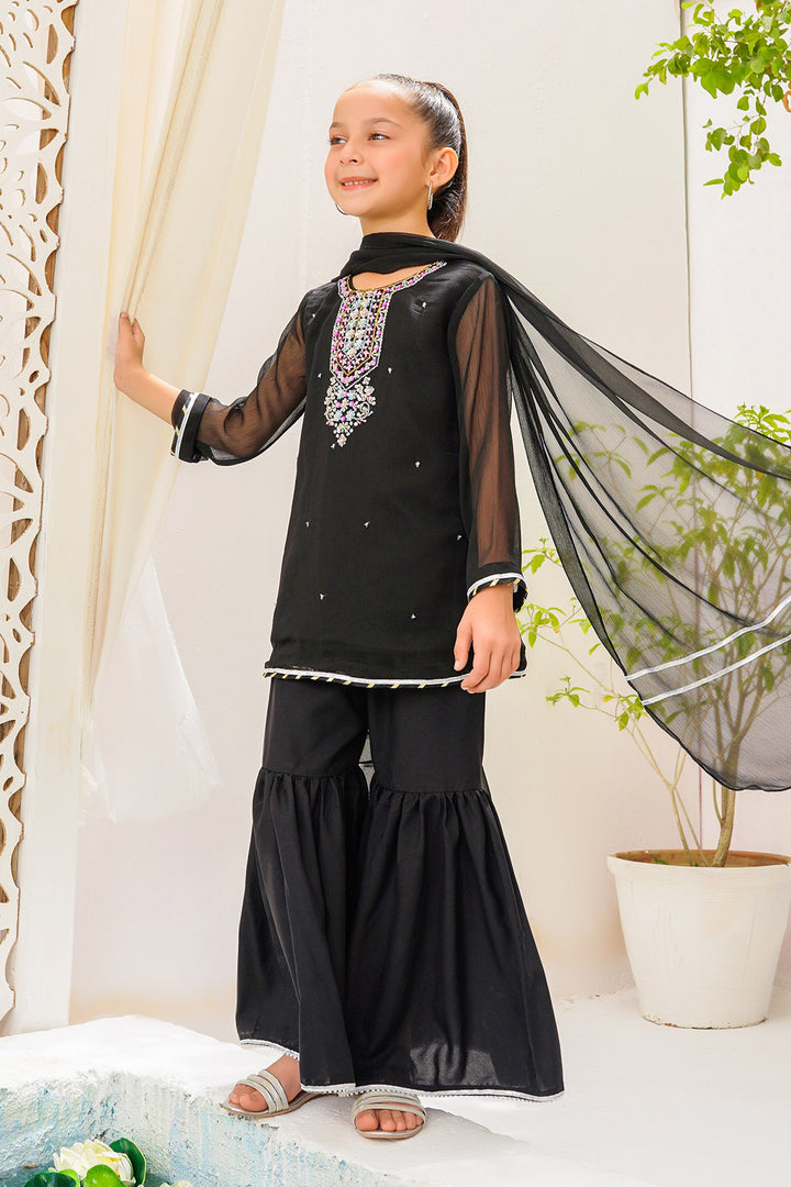 Chiffon Hand Adda Work 3 Pc Suit - Wear Ochre