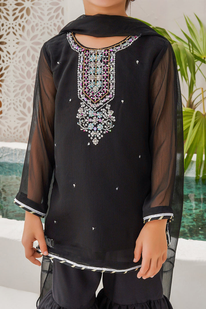 Chiffon Hand Adda Work 3 Pc Suit - Wear Ochre