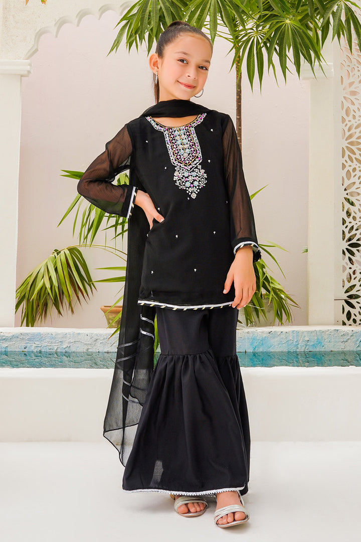 Chiffon Hand Adda Work 3 Pc Suit - Wear Ochre