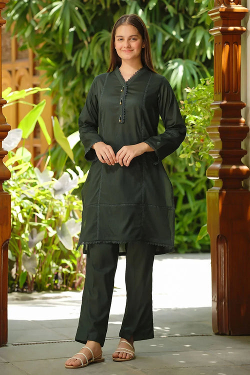 Best Dobby Cotton Embellished 2 Pc Suit - Wear Ochre -