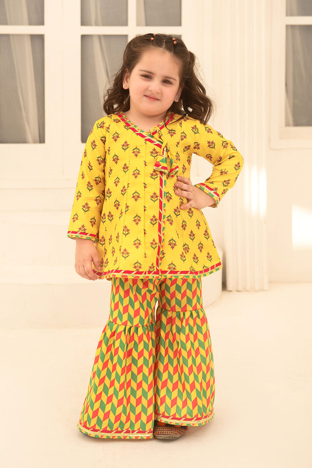 Herringbone Digital Printed 2 Pc Suit - Wear Ochre