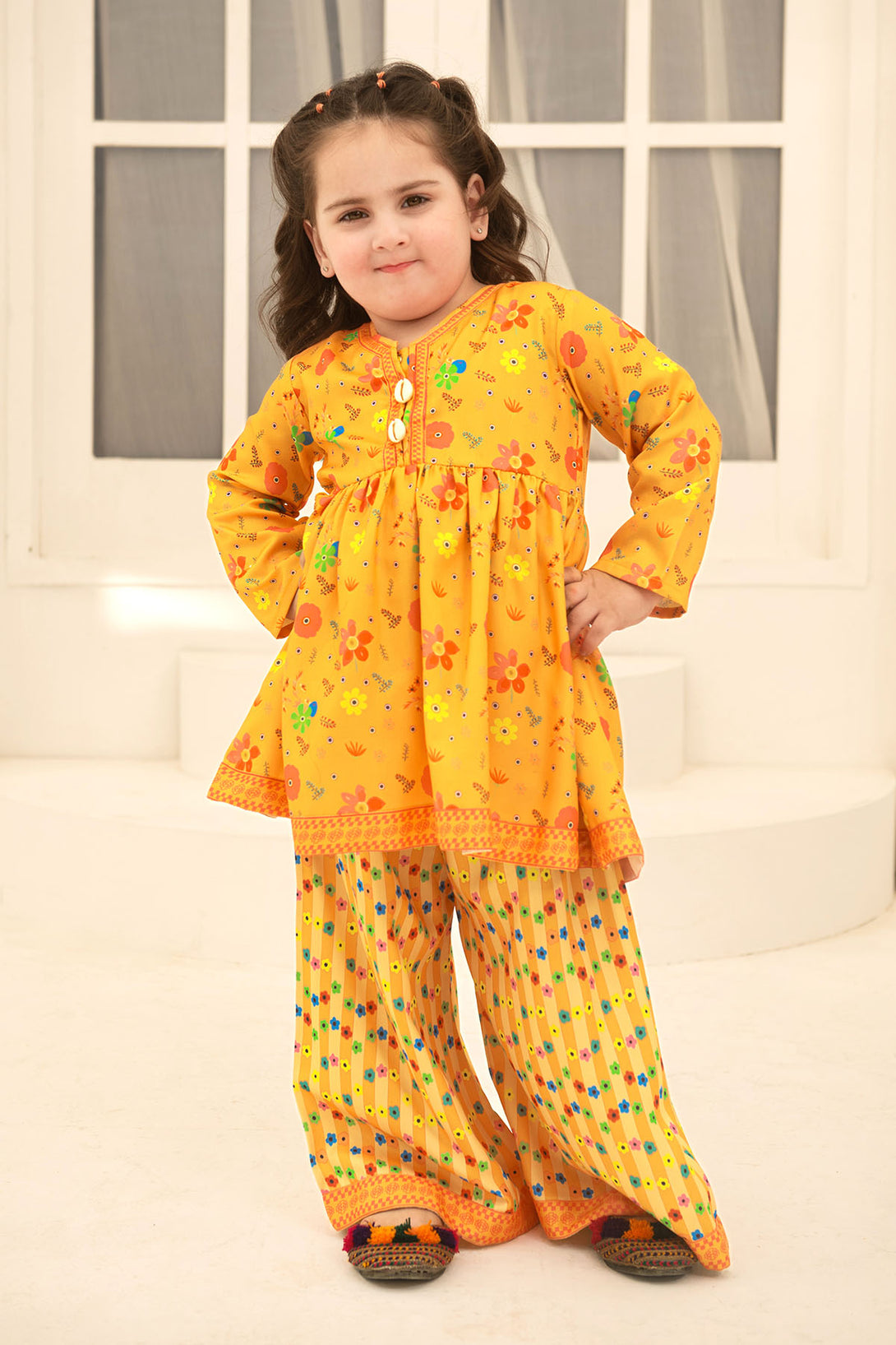 Herringbone Digital Printed 2 Pc Suit - Wear Ochre