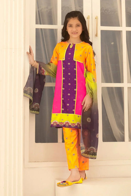 Best Herringbone Digital Printed 3 Pc Suit - Wear Ochre -