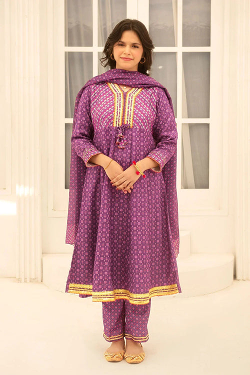 Best Herringbone Digital Printed 3 Pc Suit - Wear Ochre -