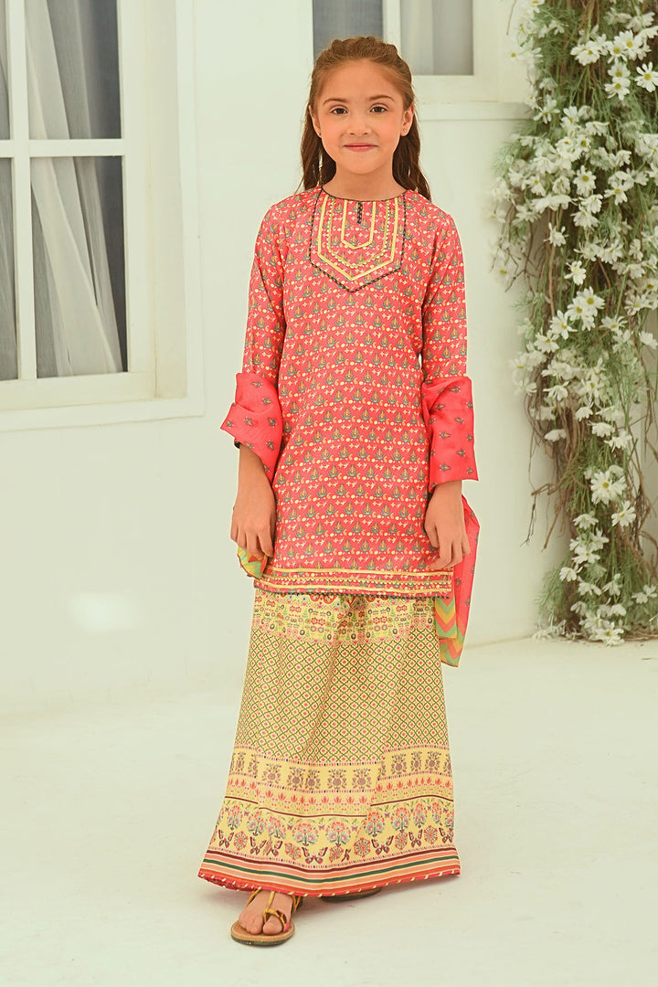 Herringbone Digital Printed 3 Pc Suit - Wear Ochre