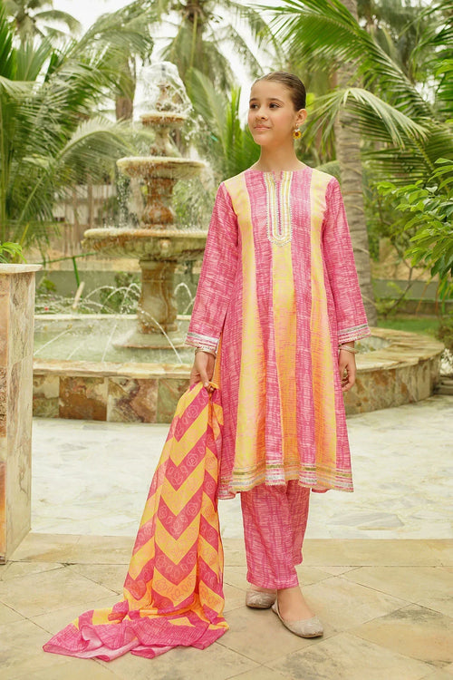 Herringbone Digital Printed 3 Pc Suit - Wear Ochre