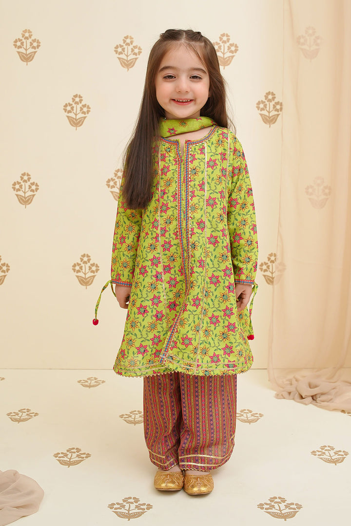 Adorable Swiss lawn digital printed 3 pc suit for kids. Premium quality, stylish designs, and perfect comfort for your little ones!