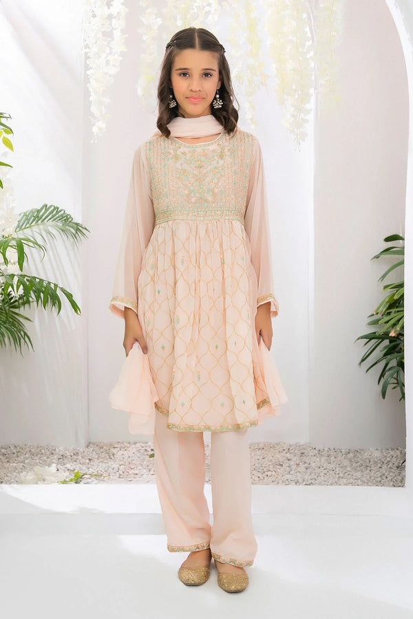 Best Chiffon Embroidered 3 Pc Suit - Wear Ochre -
