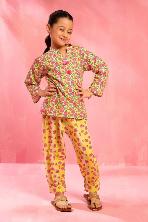 Shop Cotton 2 Pc Suit for Kids with lawn digital printed dresses, soft breathable fabric, elegant summer outfits
