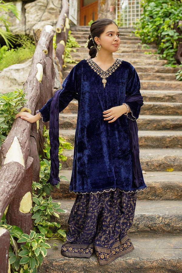 Velvet Hand Adda Work 3 Pc Suit - Wear Ochre