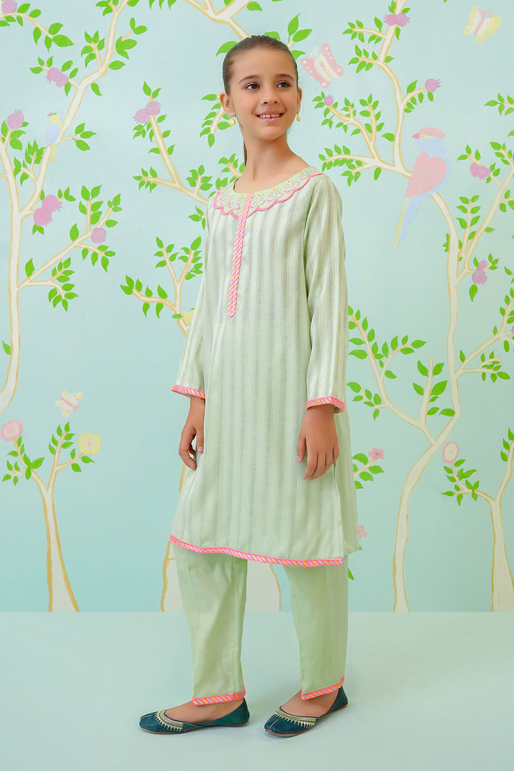 Cotton Jacquard Embroidered 2 Pc Suit - Wear Ochre