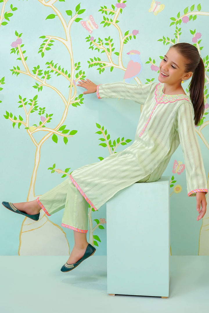 Cotton Jacquard Embroidered 2 Pc Suit - Wear Ochre