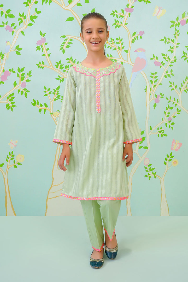 Cotton Jacquard Embroidered 2 Pc Suit - Wear Ochre