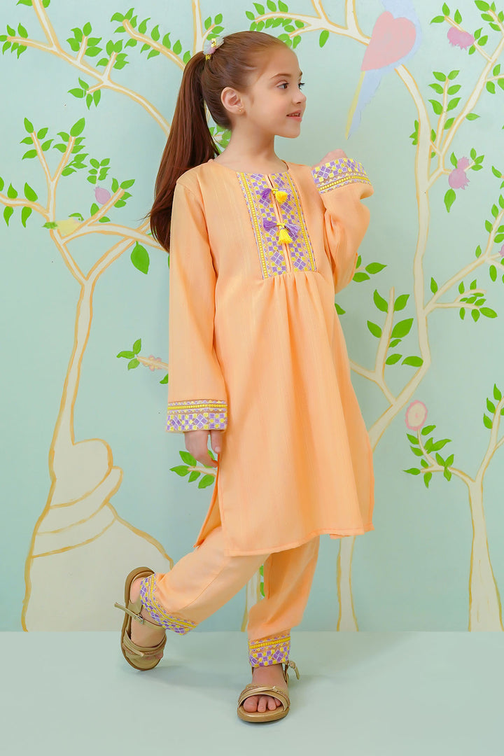 Cotton Jacquard Embroidered 2 Pc Suit - Wear Ochre
