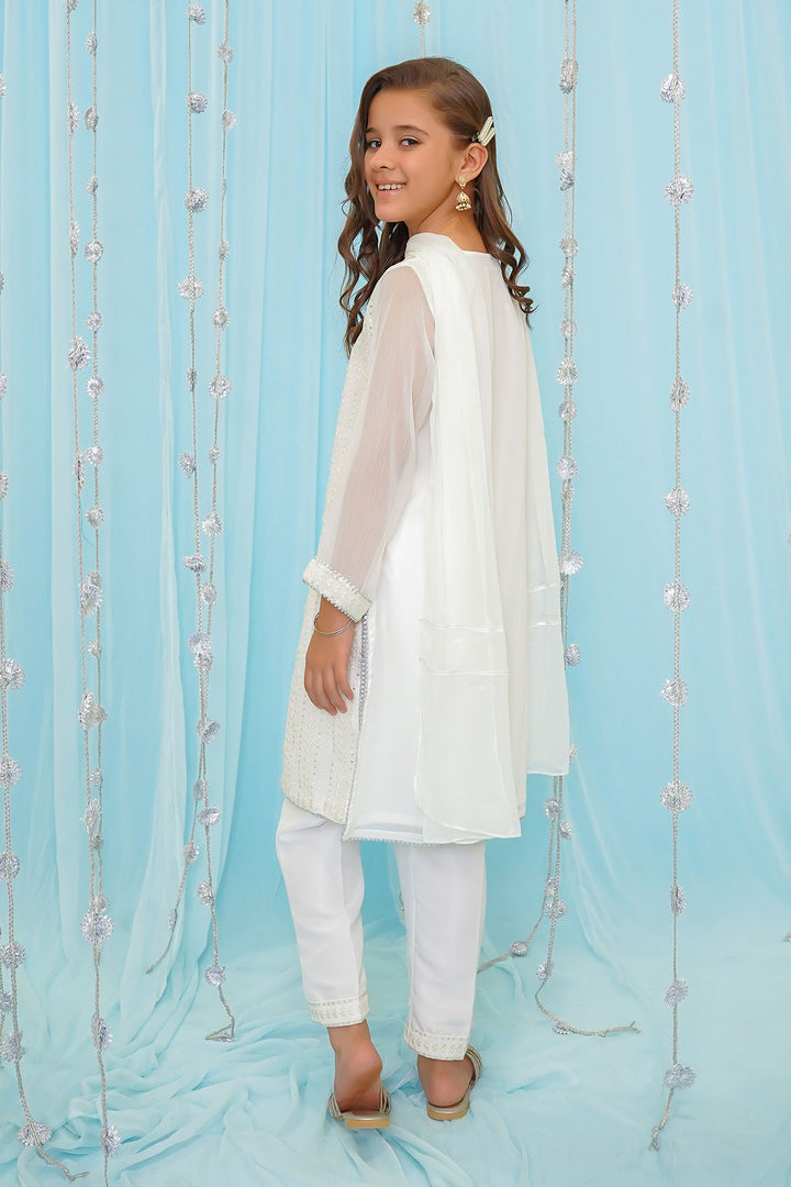 Chiffon Embroidered 3 Pc Suit - Wear Ochre