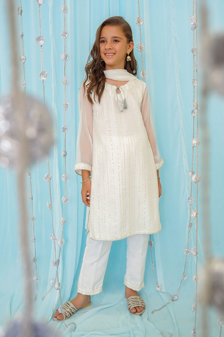 Chiffon Embroidered 3 Pc Suit - Wear Ochre