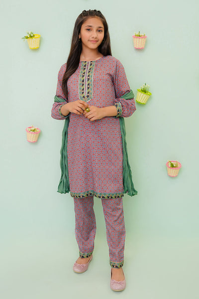 Poly Cotton Printed 3 Pc Suit