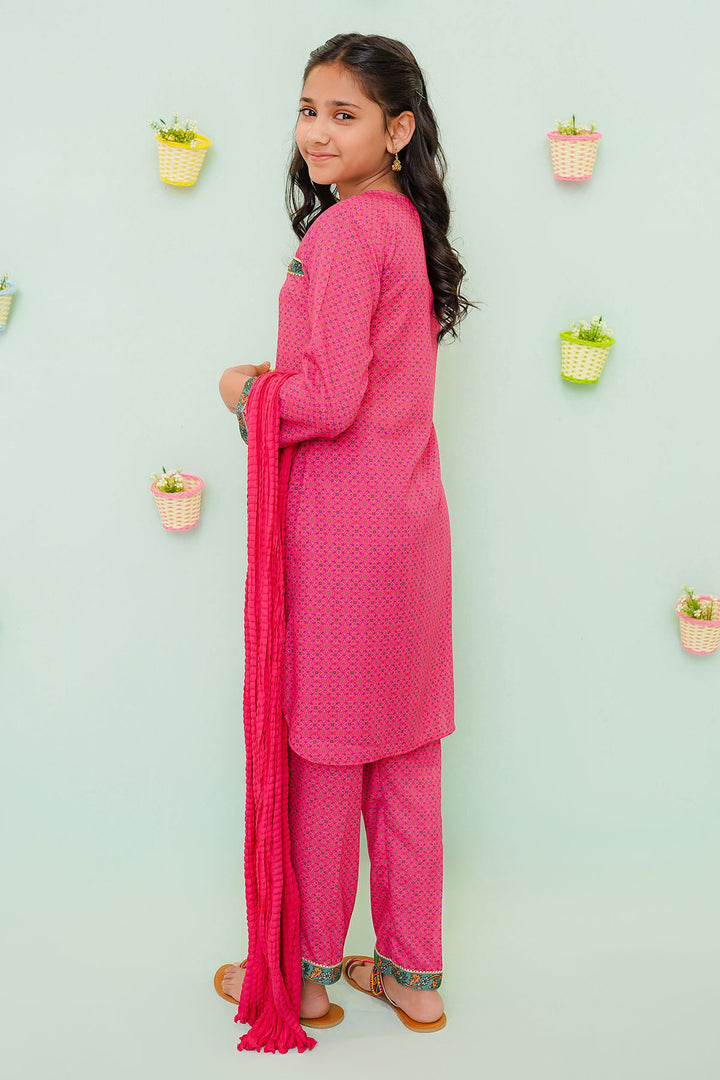 Poly Cotton Printed 3 Pc Suit - Wear Ochre