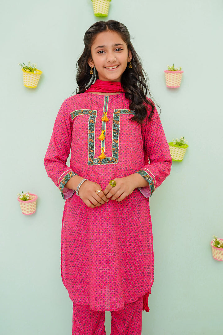 Poly Cotton Printed 3 Pc Suit - Wear Ochre