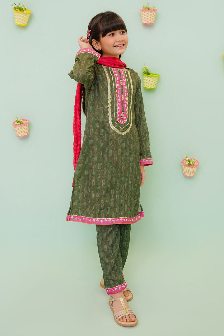 Poly Cotton Printed 3 Pc Suit - Wear Ochre