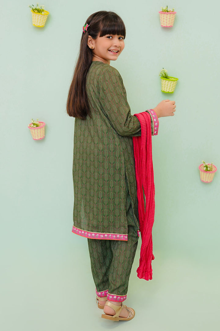 Poly Cotton Printed 3 Pc Suit - Wear Ochre