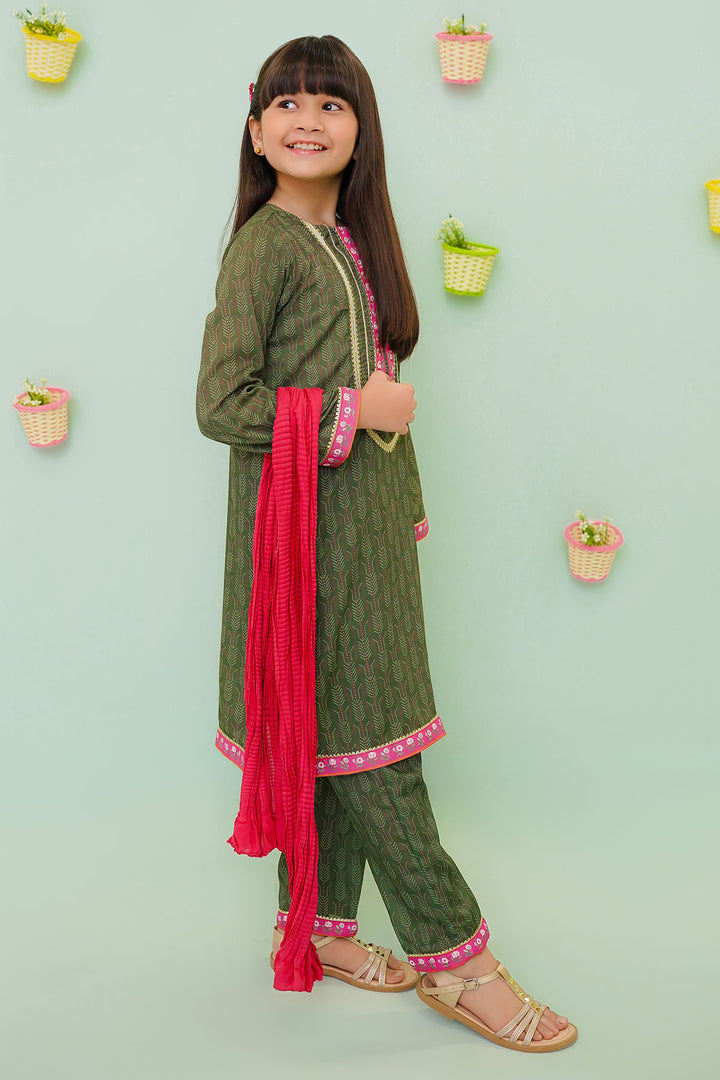 Poly Cotton Printed 3 Pc Suit - Wear Ochre
