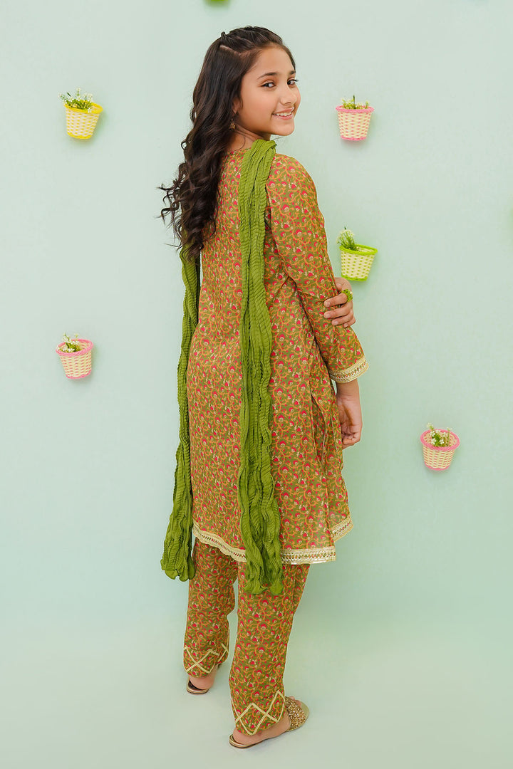 Poly Cotton Printed 3 Pc Suit - Wear Ochre